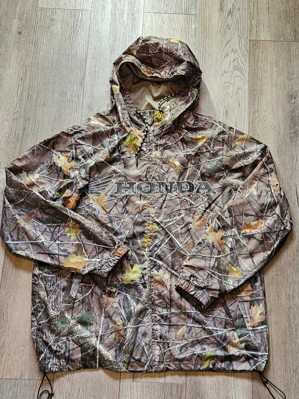 Vintage Honda Official Licensed Phantom Camo Tree Leaf Print Windbreaker XL